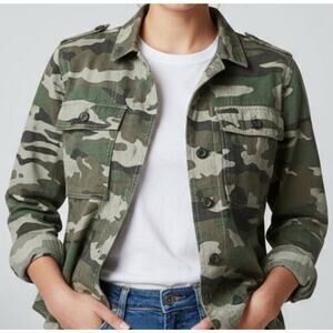 J. Crew Camouflage Utility Shirt Jacket Size XL Green Long Sleeve All Cotton